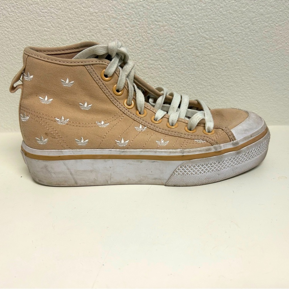 Wmns Adidas Nizza Platform Mid Casual Shoe / Beige Tan White / IG5059 / Size 7